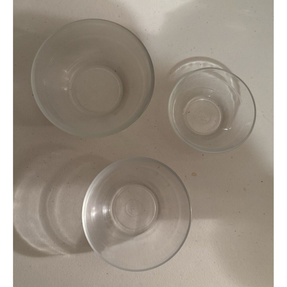 Duralex Set of 3 Small Nesting Bowls Glass France VTG 4” 4.5” 5.5” Across